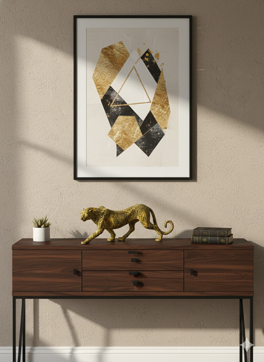 Dynamic Gold Textured Stalking Leopard/Cheetah Sculpture