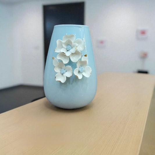 HIGH FINISH Ceramic Vase with 3D Floral Design PREMIUM QUALITY