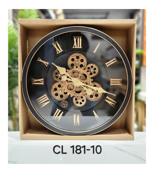 Vintage Industrial Gear Wall Clock – Metallic Black &Copper Frame