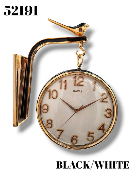 Vintage Hanging Bird Wall Clock – Luxury Double-Side Style (Black/White)